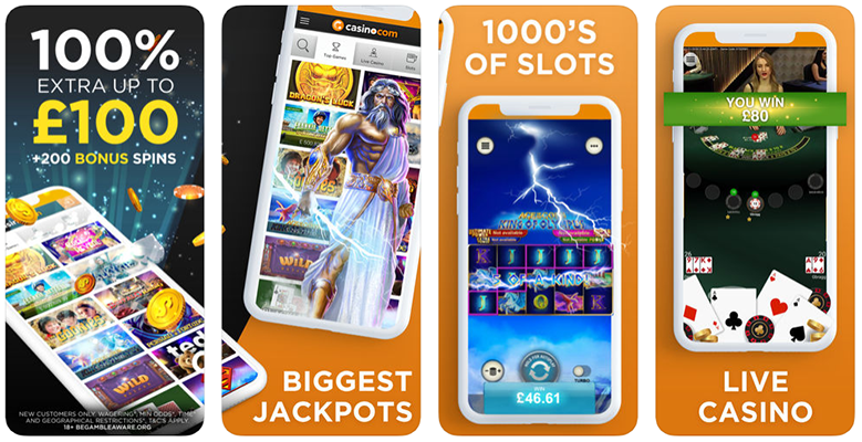 Spiele deine Lieblingsspiele überall mit der Casino.com Mobile App