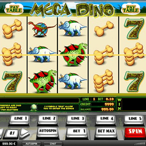 Auf fünf Walzen und nur fünf Gewinnlinien strotzen mächtige Dinos umher und verteilen Geldpreise im Mega Dino Slot