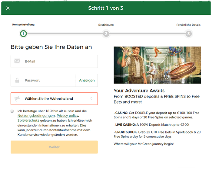 Mr Green Casino registrierung
