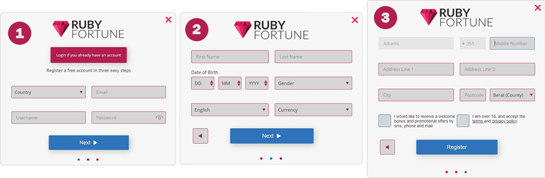 Schnelle und Einfache Registrierung im Ruby Fortune Casino